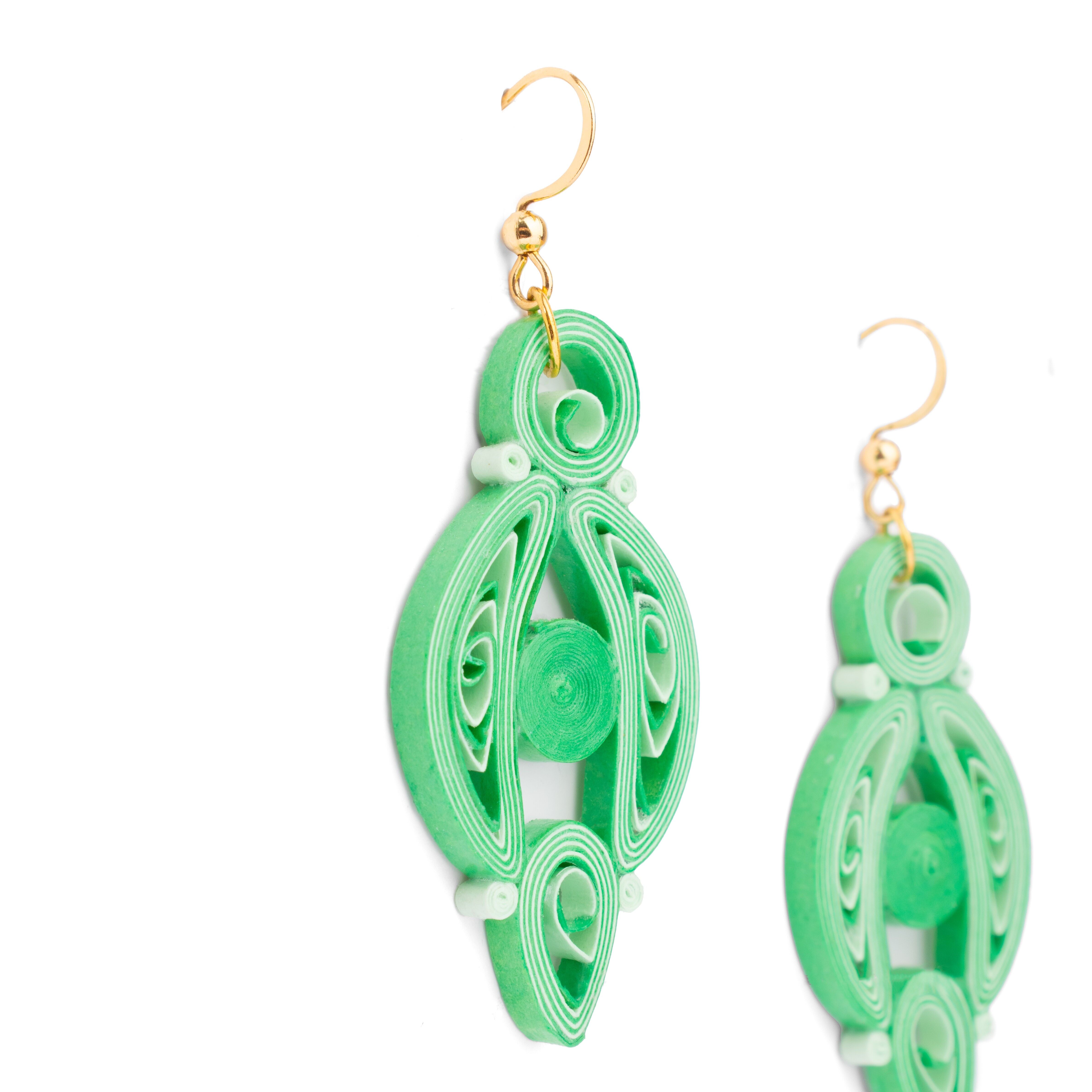 Boucle d'oreille SUNNY verte (7cmx2,5cmx3mm) - Acier inoxydable