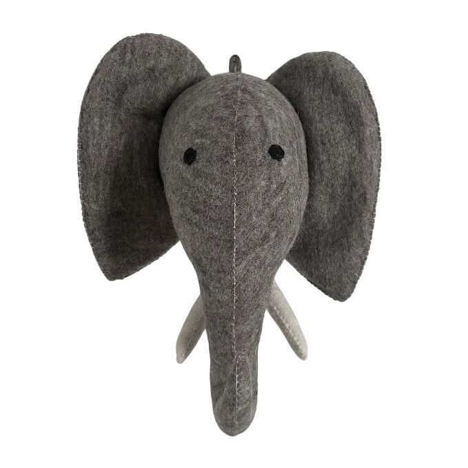 tête d'éléphant grise durable - laine feutrée - fait main au Népal
