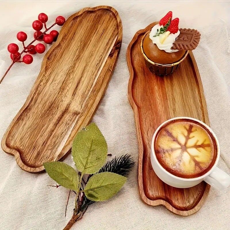 3pc Wooden Serving Tray Set - Decorative Trays for Parties and Home Decor