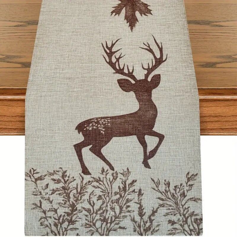 Tovaglia beige con fogliame - Decorazione moderna per cucina e sala da pranzo rustica