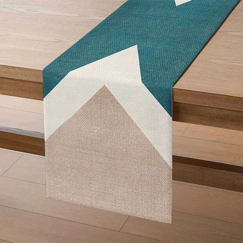 Runner da tavolo geometrico verde acqua - Decorazione da pranzo moderna, durevole e facile da pulire