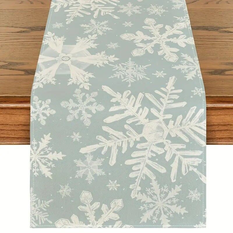 Runner da tavola natalizio in lino con fiocchi di neve - Decorazione per la tavola delle feste