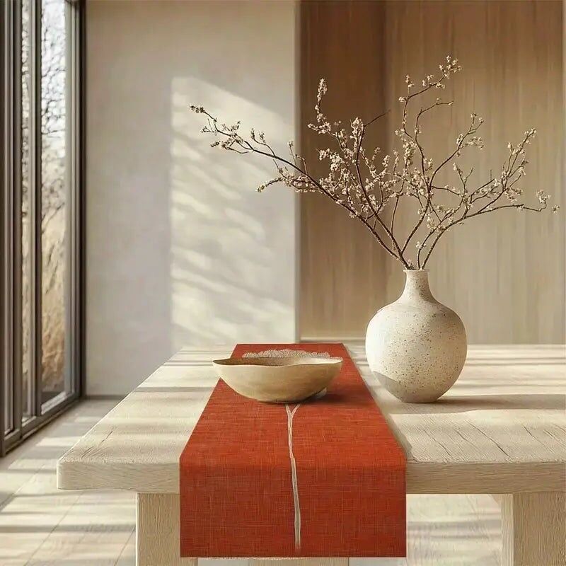 Chemin de table fleuri orange - Décoration festive et vibrante