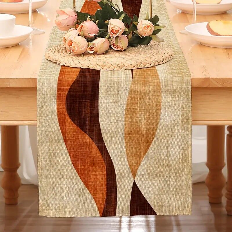 Boho Linen Table Runner - Warm Rectangular Dining Decor