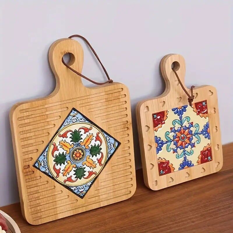 Sottopentola in legno vintage - Resistente al calore, lavabile a mano