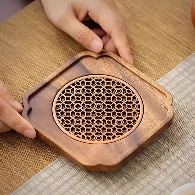Sottobicchiere per teiera in legno di noce - Tappetino per bevande resistente al calore, accessorio per il tè