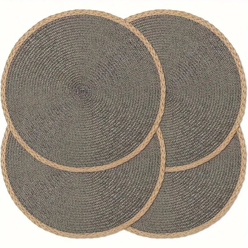 Tovagliette rotonde intrecciate - Tovagliette da pranzo lavabili, resistenti al calore e antiscivolo