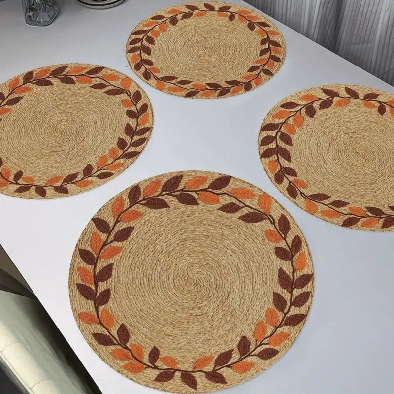 Tovagliette all'americana gialle intrecciate - Tovagliette rotonde antiscivolo (set da 4)