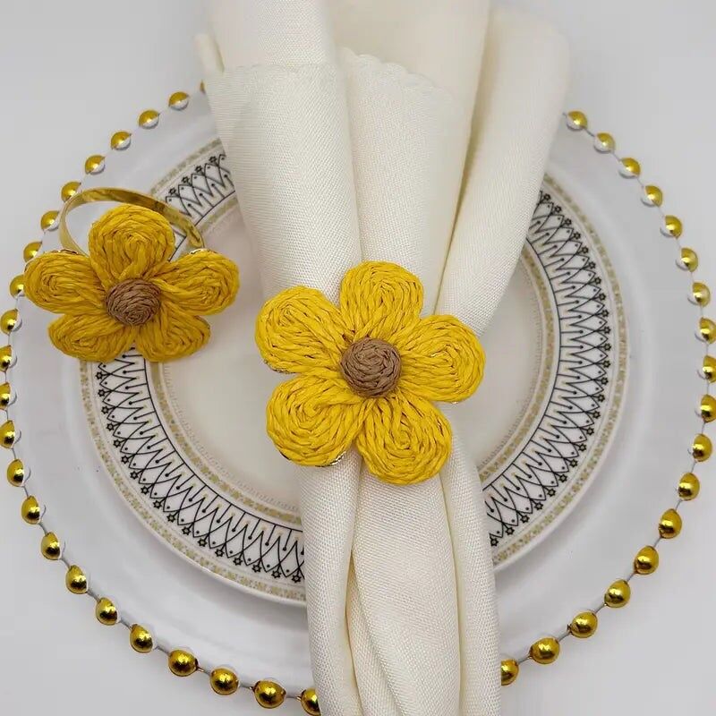 Anelli per tovaglioli Boho Flower 6 pezzi - Decorazione da tavolo per feste di matrimonio