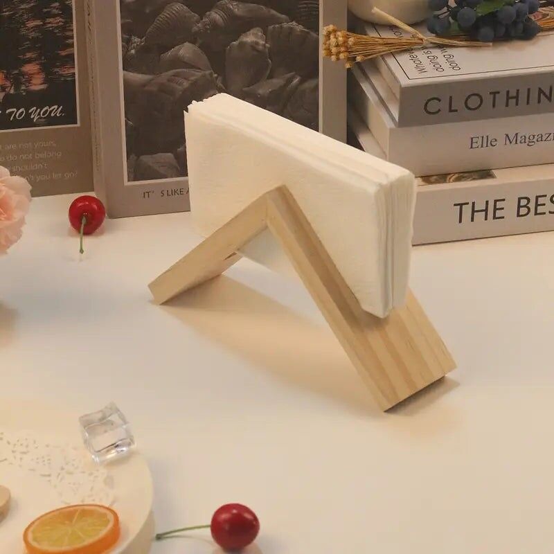 Porta tovaglioli in legno massello - Organizzatore da tavolo triangolare decorativo