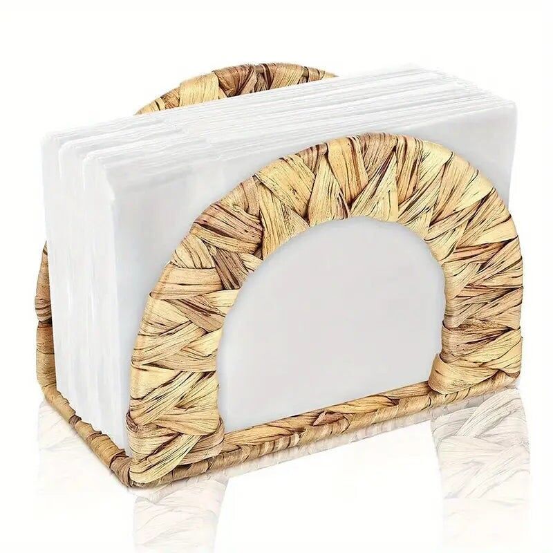 Rattan Napkin Holder - Woven, Rustic, Space-Saving Organizer