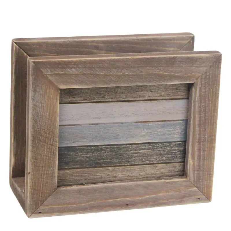 Porta tovaglioli in legno rustico - Distributore di fazzoletti rettangolari vintage