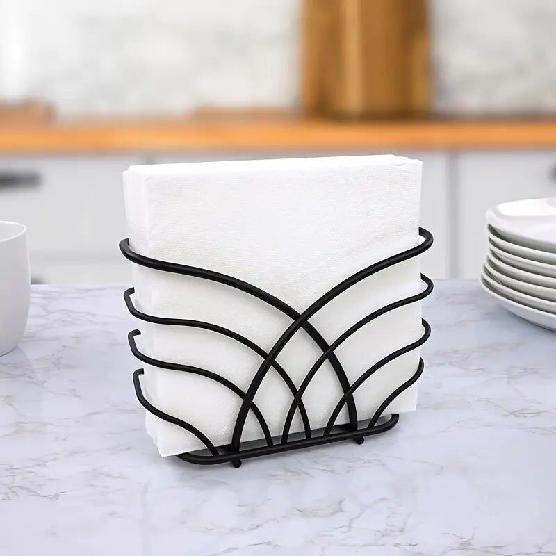 Porta tovaglioli in metallo nero - Organizzatore di fazzoletti in ferro resistente