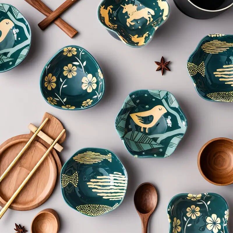 Ciotole per snack in ceramica - Set da 6 con motivo a fiori di ciliegio