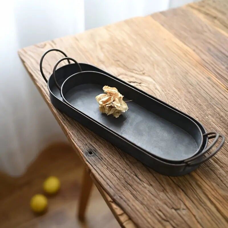 Vassoio da portata in ghisa – Decorazione industriale rustica con manici