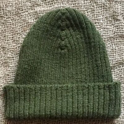 Ribbed Beanie – Olive Green