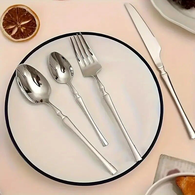 Set di posate da 24 pezzi con scatola regalo: cucchiai, forchette, coltelli in acciaio inossidabile