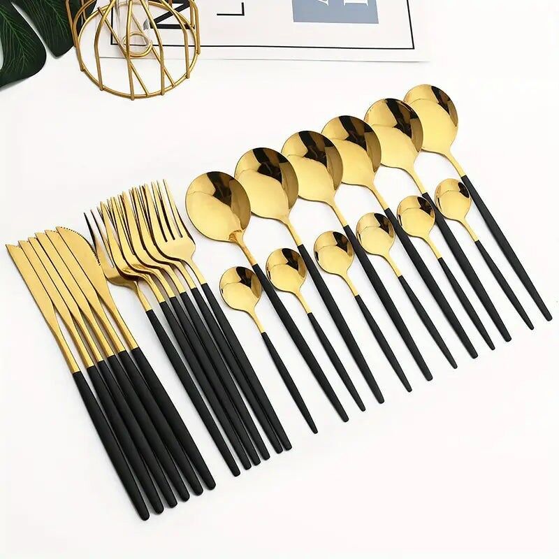 Set di posate occidentali da 24 pezzi – Posate in acciaio inossidabile lucidato per eventi