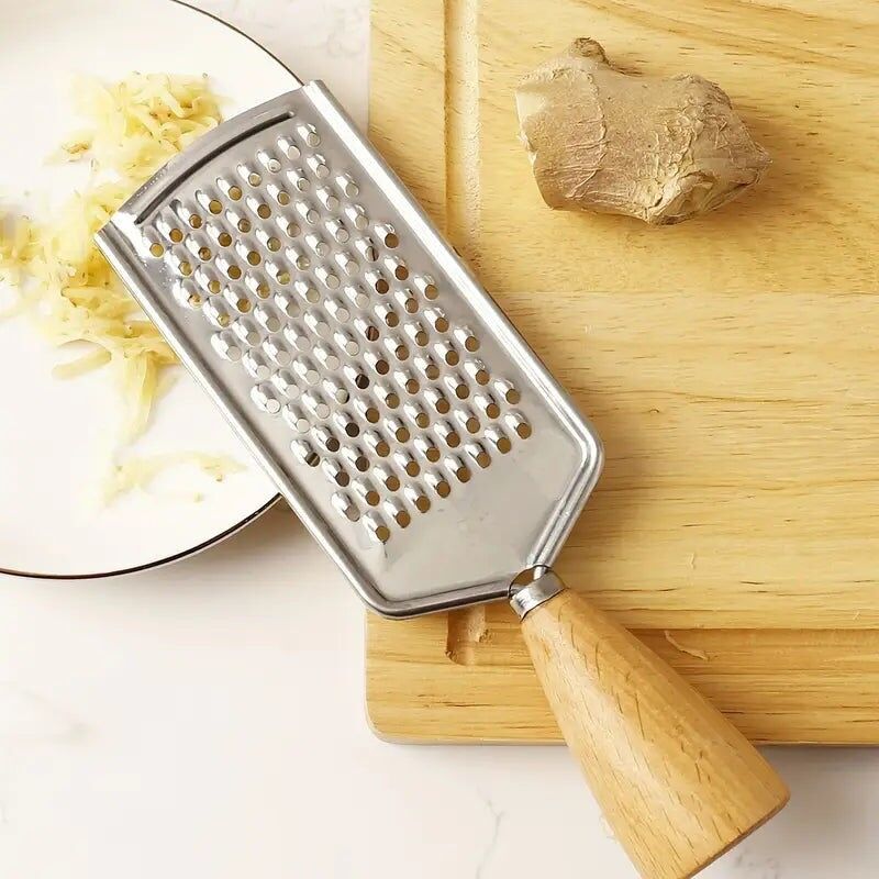 1 grattugia per alimenti in acciaio inossidabile – pialla per formaggio con manico rotondo in legno