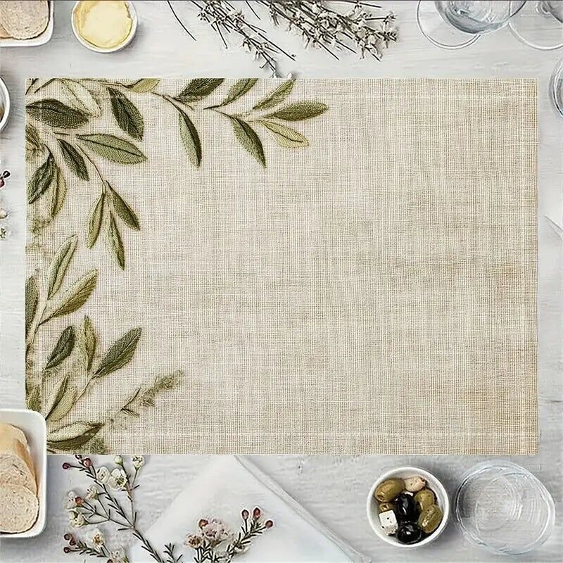 Set di 4 tovagliette in lino beige – 12x18" tovagliette impermeabili, senza nappe o ricami