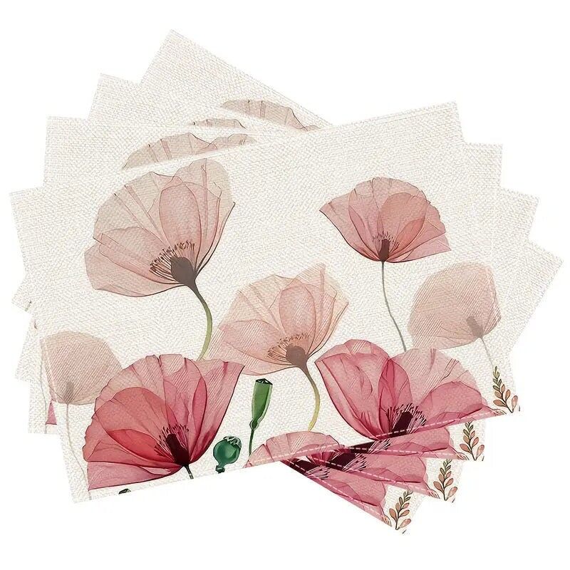 4PC Spring Farmhouse Placemats – 12x18" Washable Mats for Indoor & Outdoor