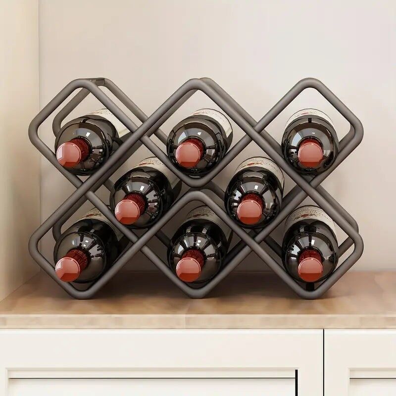 Elegante portabottiglie in metallo impilabile – Espositore per bottiglie verniciato a polvere