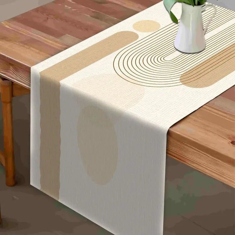 Elegante runner da tavolo beige – Decorazione minimalista in poliestere per cene e feste