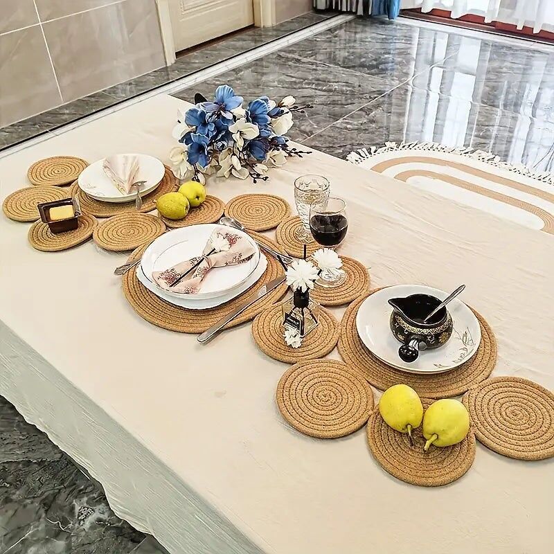 Set di tovagliette in tessuto Boho – Tovaglietta da pranzo naturale da 122x45 cm per uso interno ed esterno