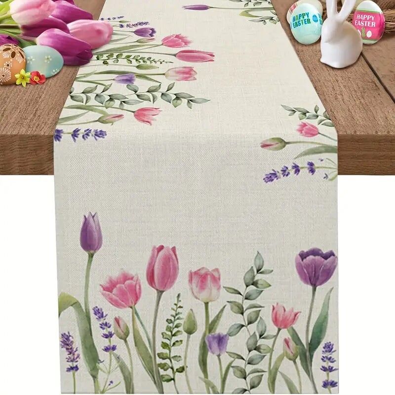 Runner da tavola floreale primaverile – Decorazione per la tavola da pranzo delle feste per uso interno ed esterno