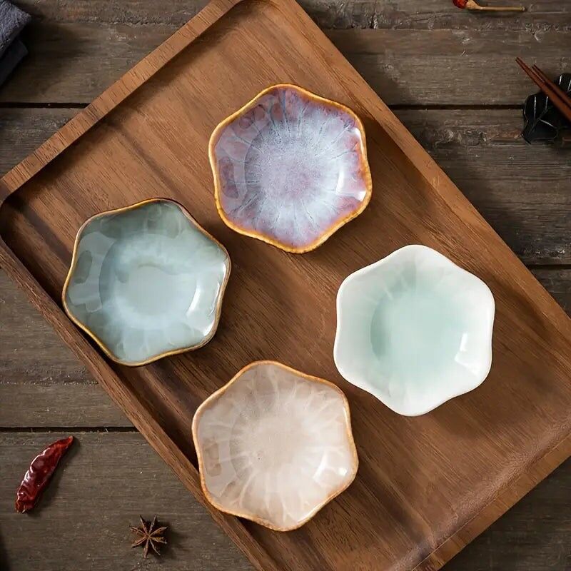 4 pezzi di piatti esagonali per salsa – Ciotole in ceramica per salsa di soia e sottaceti
