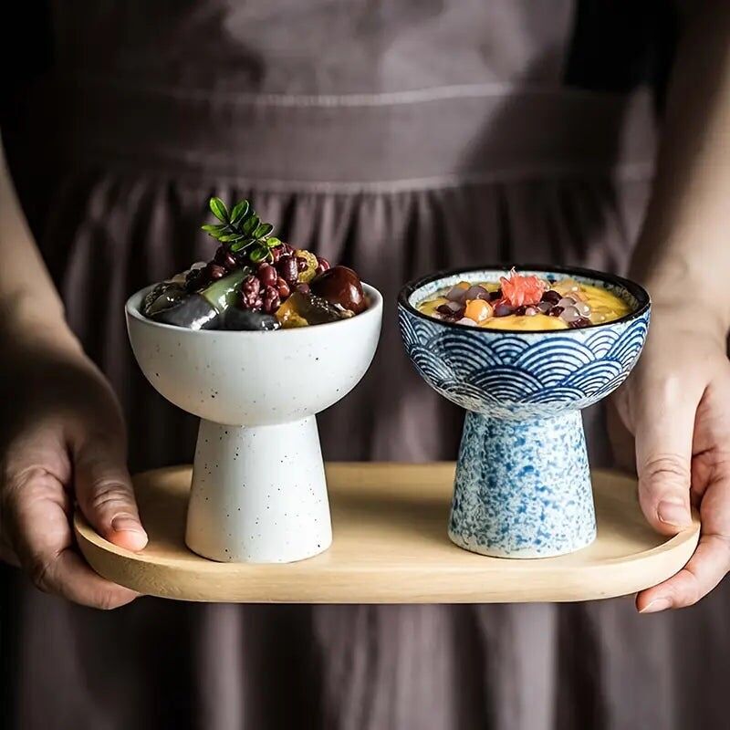 Ciotola da dessert in ceramica vintage - Tazza rialzata adatta al microonde