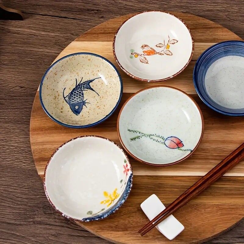 6PCS Japanese Vintage Plates – Ceramic Appetizer Dishes for Holiday Gifts