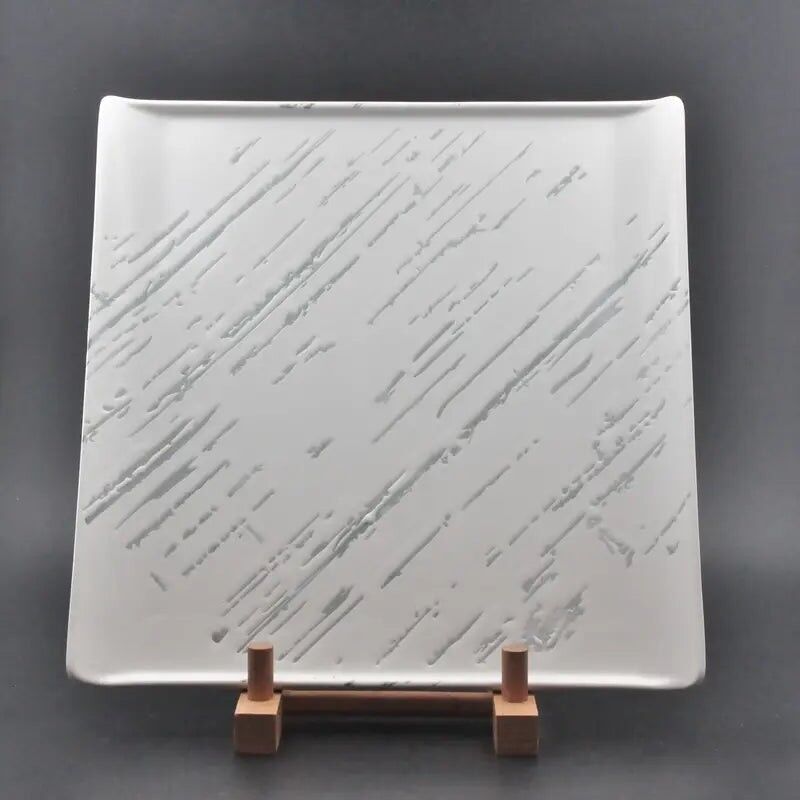 Piatto quadrato in ceramica – Piatto moderno per bistecche o antipasti con texture
