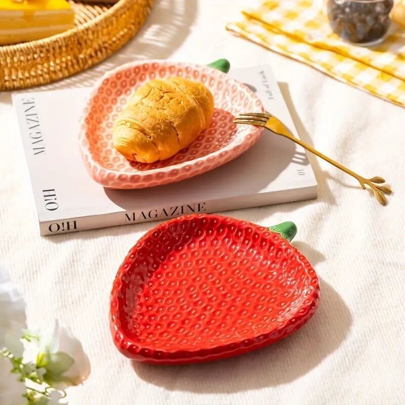 Piatti da dessert in ceramica a forma di fragola – Stile vintage per torte, tè, snack