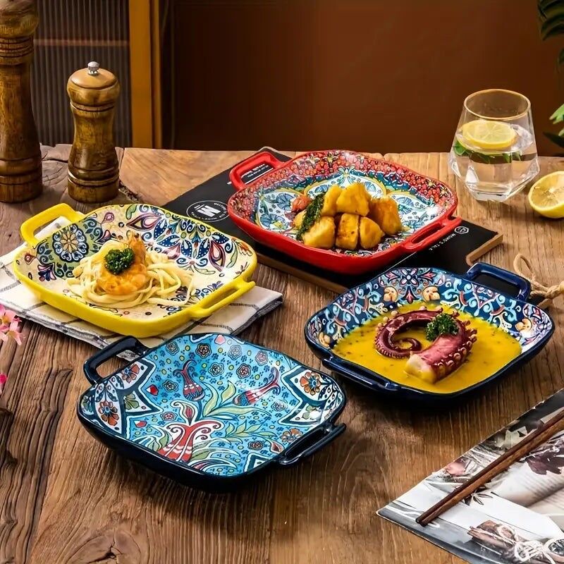 2 pirofile in ceramica Boho - Piatti da forno per pasta e dessert adatti al forno