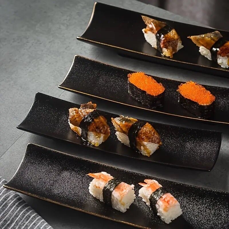 2 vassoi per sushi giapponese - Piatti rettangolari in ceramica per sushi e barbecue