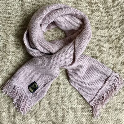 Honeycomb Knit Tassels Scarf – Pink Melange