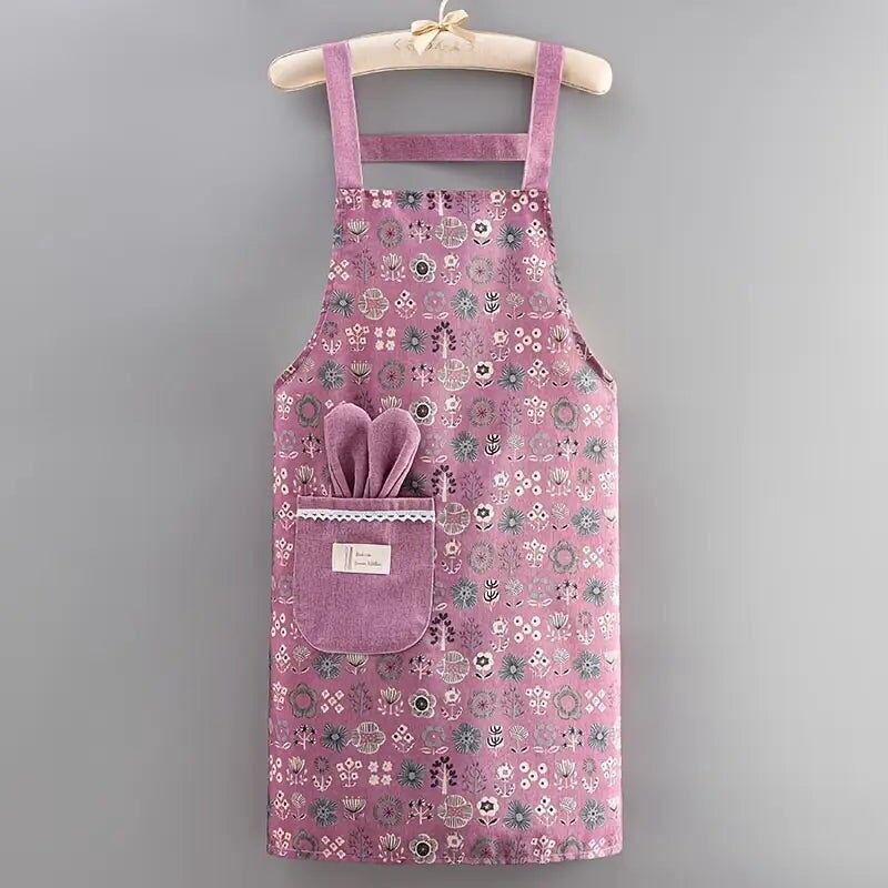 Grembiule da cucina floreale con fodera impermeabile