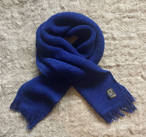 Honeycomb Knit Tassels Scarf – Navy Blue