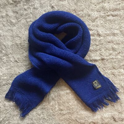 Honeycomb Knit Tassels Scarf – Navy Blue