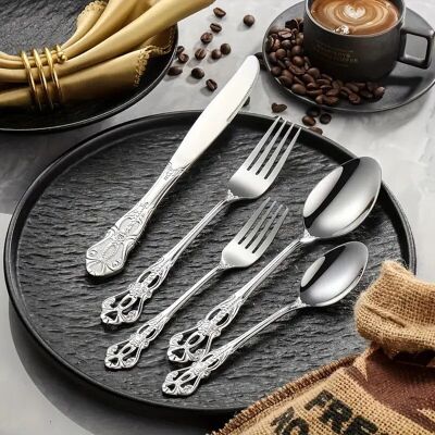 20/30-Piece Luxury Stainless Steel Flatware Set - Vintage Inspired, Mirror Polished