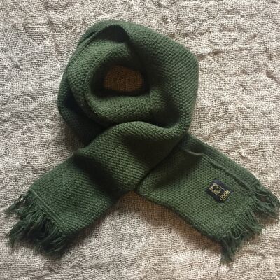 Honeycomb Knit Tassels Scarf – Olive Green