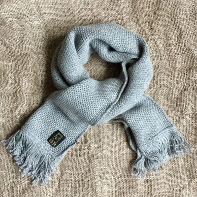 Honeycomb Knit Tassels Scarf – Grey