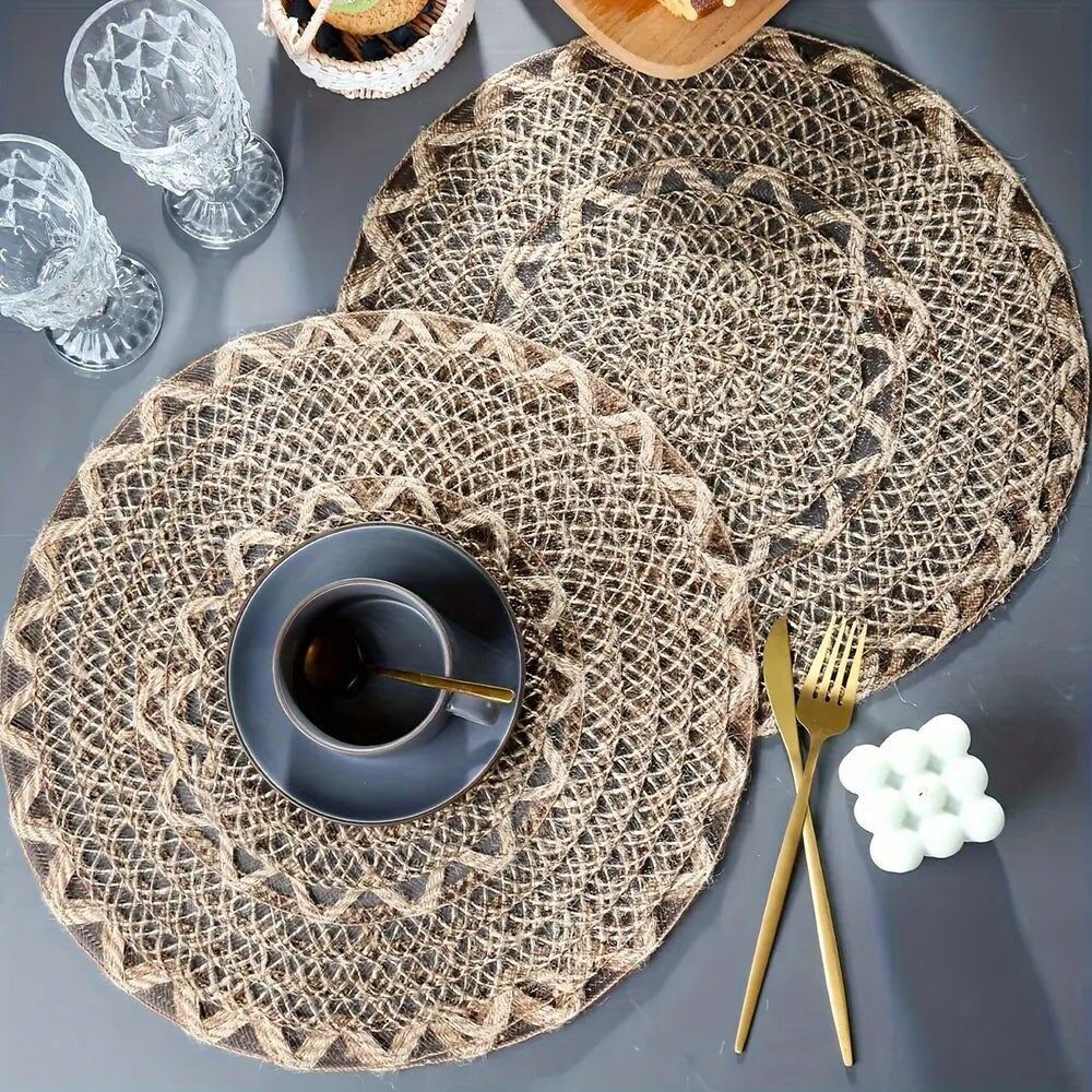 Set da 4 tovagliette in juta intrecciata in stile bohémien