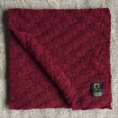 Squares Knit Scarf – Burgundy