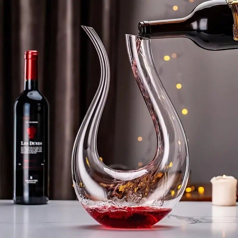 Elegante decanter per vino in cristallo - Design ad arpa a forma di U