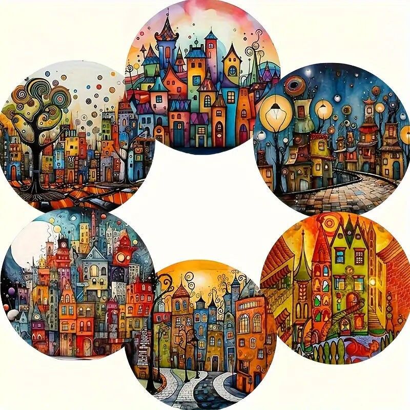 Set di 6 sottobicchieri artistici in legno per bevande