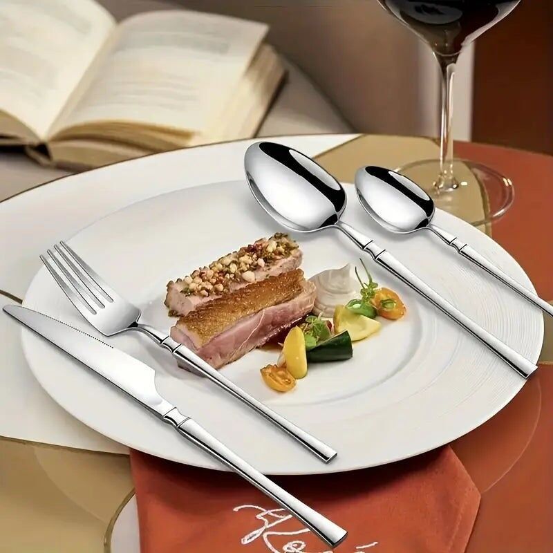 Set di posate da 24 pezzi in scatola regalo - Stoviglie di lusso in acciaio inossidabile con cucchiaio, forchetta, coltello