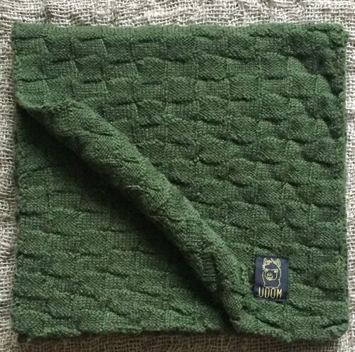 Squares Knit Scarf – Olive Green