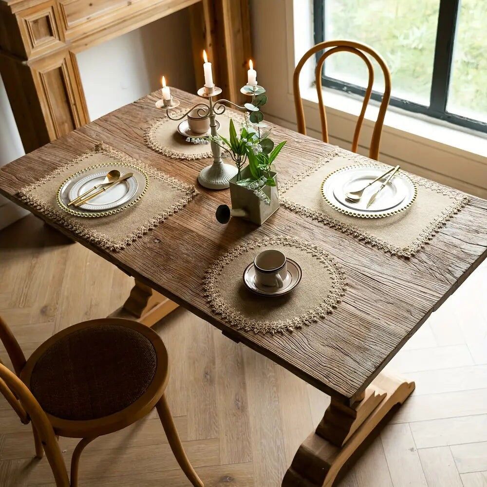 4/6 piezas, manteles individuales de yute estilo bohemio